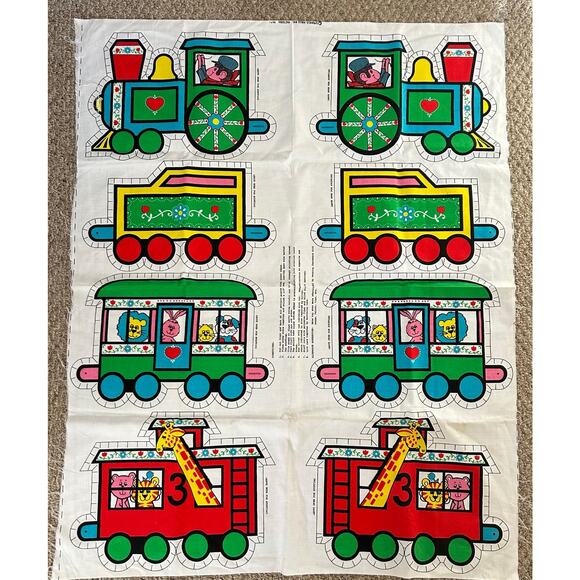 Springs Mills 5671 Cut & Sew Train Panel Uncut Vintage Fabric Toy Set - Picture 1 of 12